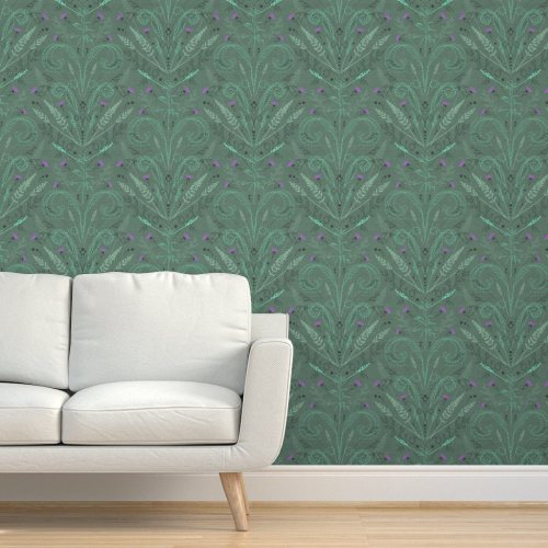 Here’s a new pattern I created for an up coming Spoonflower challenge, Wild Grass Damask Green