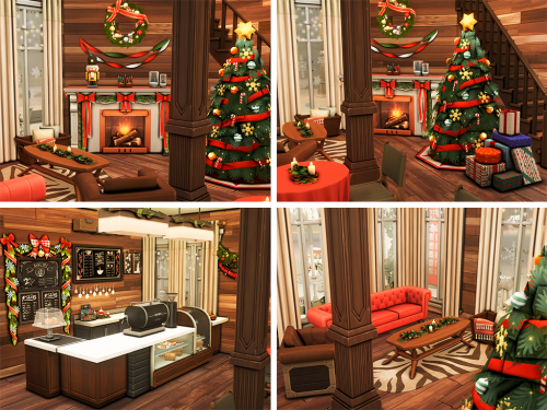 Christmas Cafe (NO CC)Cozy, Christmas-ready cafe for your sims to enjoy! » 20x20 » lot