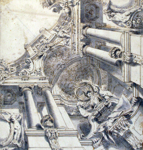 Vittorio Bigari - Design for a Quarter of a Trompe L'Oeil Ceiling with Architecture in the Ionic Ord