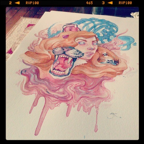 #art #sketchoftheday #painting #surreal #boobs #girl #love #ass #tiger #cat #pink #hair #redhead #sk