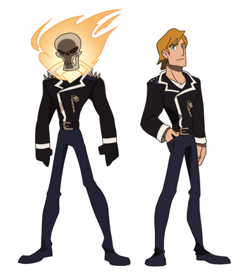 squigglydigg:Reuploading some old Ghost Rider: Reimagined designs!  Here we’ve got Johnny Blaze and 