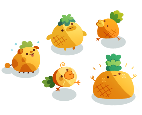 Couple of pineapple character designs for a friend of mine &lt;3