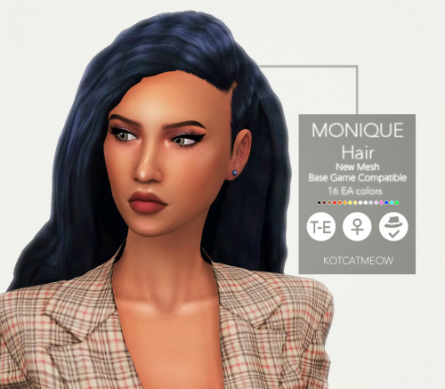 Monique HairBase Game CompatibleHat CompatibleCustom Thumbnail16 EA ColorsTeen - ElderPLEASE READ AN