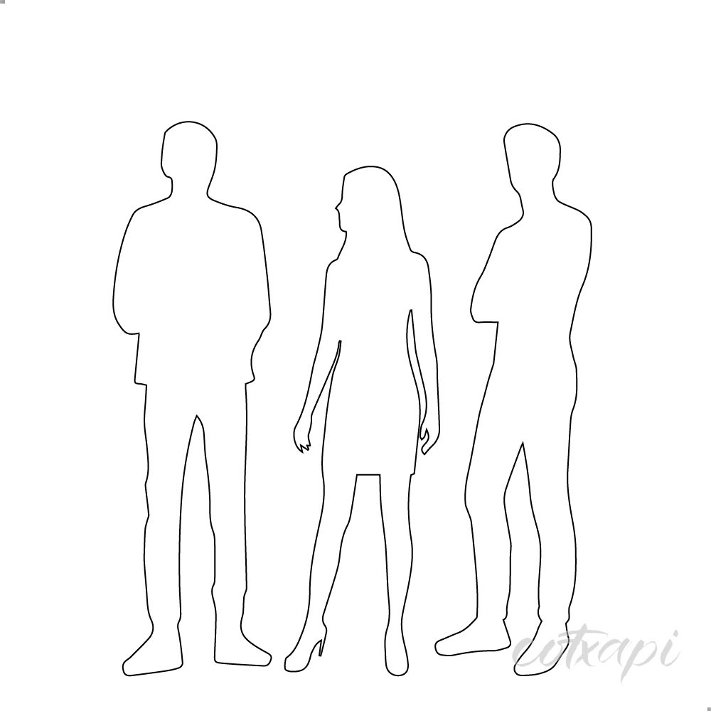 Black White Business Man Women's Outline in Vector Art Office Man Woman Illustration