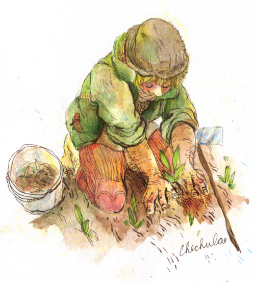 chechula:spring and gardening is here, just right time for drawing Samwise :3