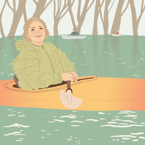 A portrait of my Mom, an amazing woman who can usually be found either kayaking or picking up some n