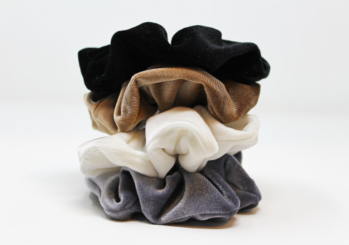 topknotfavors:  The Classics are BACK!  Neutral Velvet Scrunchie Set: Shop Here  Bandana Print Bow Hair Scrunchie: Shop Here  Velour Pleated  Hair Scrunchie: Shop Here 