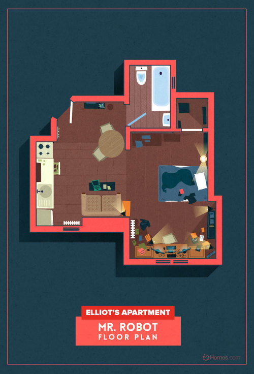 Homes.com has released eight posters detailing the floor plans of all the fictional houses that are 