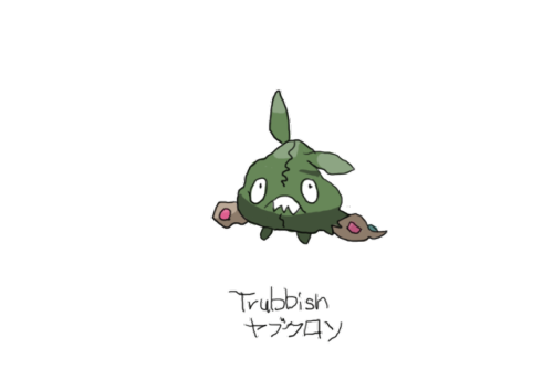 Drew Pokemon With My Left Hand, Trubbish, Photoshop.