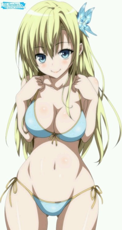favicanime: Cute and sexy blond girl in blue bikini #animegirl