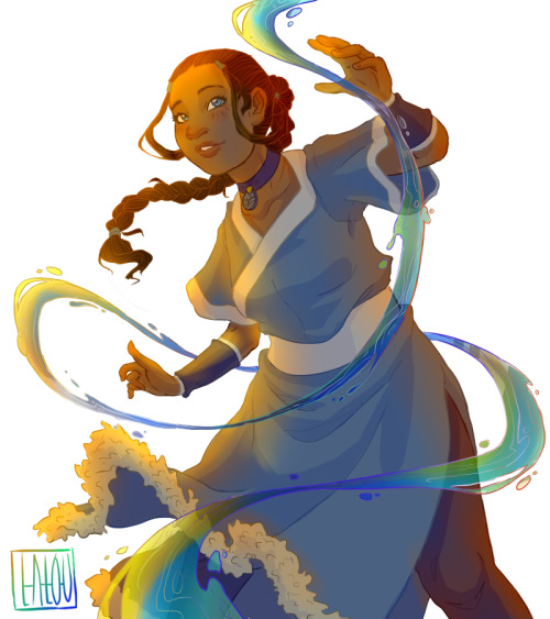 trans-suki: l-a-l-o-u: what’s a background anyway [ID: a colored digital portrait of Katara fr