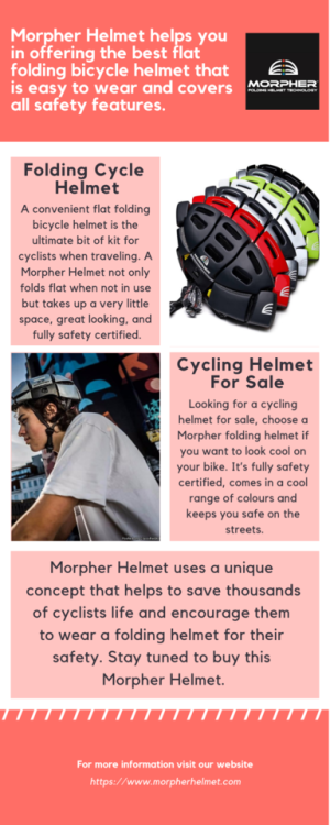 Look no further for the best flat folding cycle helmet. Choose a Morpher folding helmet to look cool on your bike. Comes in a cool range of colors and fully safety certified, keeping you safe on the streets.