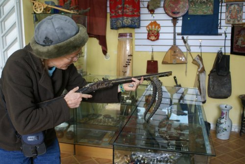 An very old snaphaunce carbine for sale in a shop at Ulan Baatar, Mongolia.