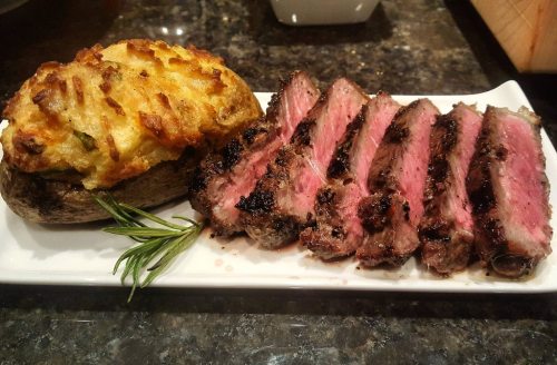 Grilled Steak with Twice Baked Potato [1836x 3264]