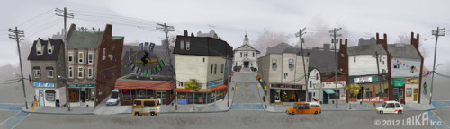 Environmental design from Laika’s Paranorman. Artwork by Pete Oswald.