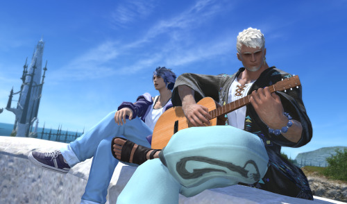 Febhyurary Day 13 - ChorusNo dialogue today, but here; two boys singing a song and strumming to a gu