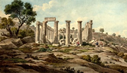The Temple of Apollo at Bassae, Looking North by Edward DodwellIrish, February 1806watercolor over g