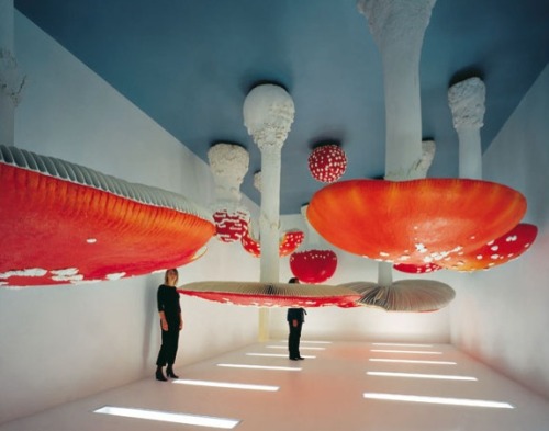 mymodernmet:  Scientist-turned-artist Carsten Holler’s brilliant Upside Down Mushroom Room, now on display at Gagosian Gallery’s stand at Frieze 2014.  