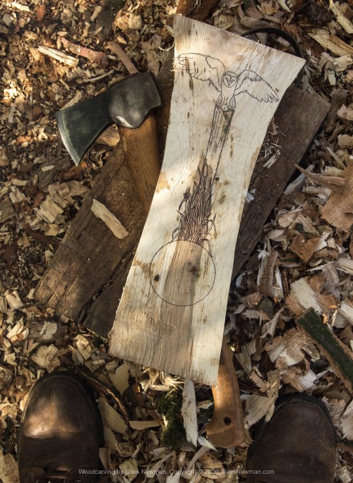 The Barn Owl Spoon (2018) - SoldCarved in English Oak by axe and knife.This spoon was inspired by a 