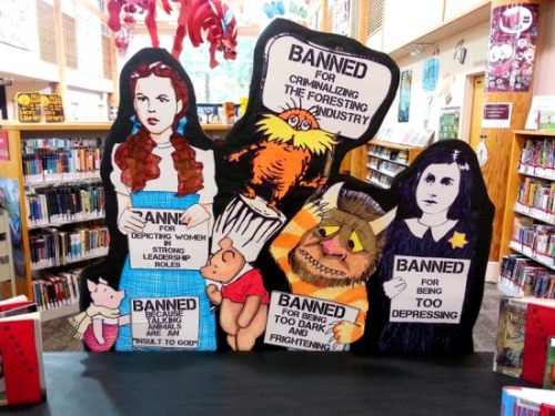 nprfreshair:  Awesome display in a public library showing why these classics were once banned. Keep reading, y’all. via BoingBoing 