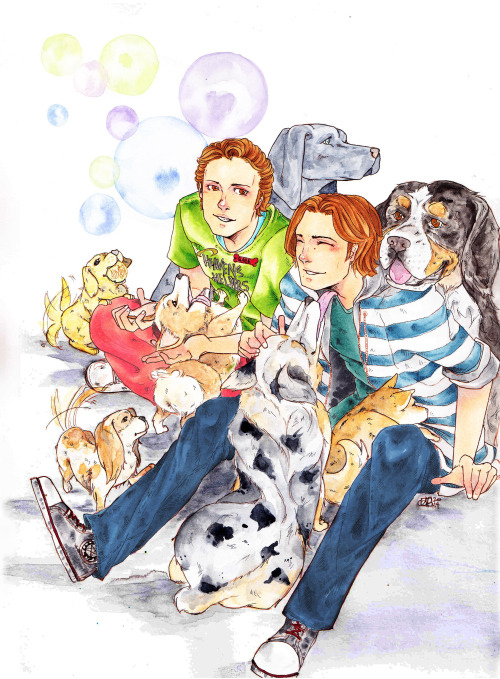 alyxrush:  Heavens Helpers for luciferblogging  Sabriel AU Where Gabriel works at a Doggie DayCare a