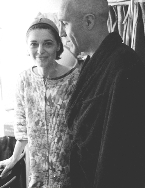 Anne Bancroft and Jason Robards backstage of their Broadway play The Devils photographed by Bill Epp