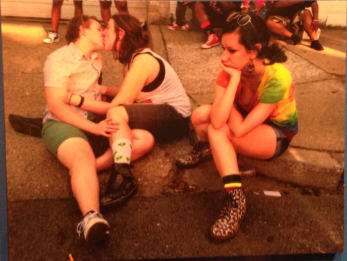 Someone took a pic of me and emz making out at pride before we started dating n they put it in the v