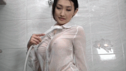 onlysexyasiangirls:Big wet titties in a white