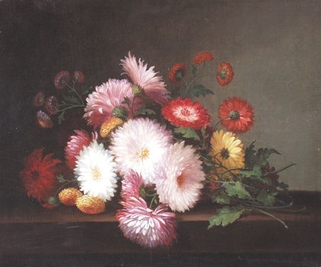 Paul Lacroix  (1827- 1869)Chrysanthemums on a Table