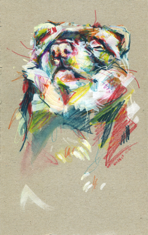 Mixed media on paperboard.Do you like ferrets? I hope so! They are funny animals, aren&rsquo;t t