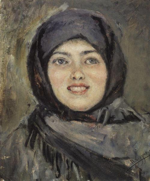 The head of laughting girl, 1890, Vasily SurikovMedium: oil,canvas