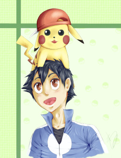 monsieur-bodt: When I was younger I really loved Pokemon, so when they announced its 20 year celebration it reminded me about my childhood. So I wanted to draw my fav Pokemon with Ash~ Pikachu!!!! &lt;3