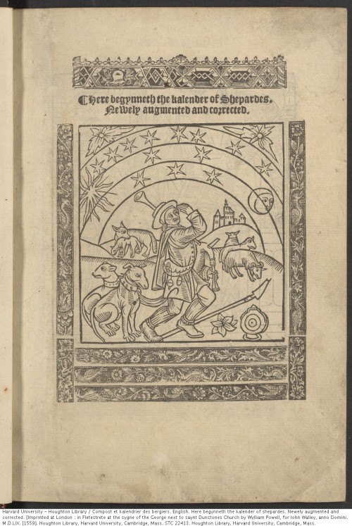 Here begynneth the kalender of shepardes. Newely augmented and corrected, 1559.STC 22413Houghton Lib