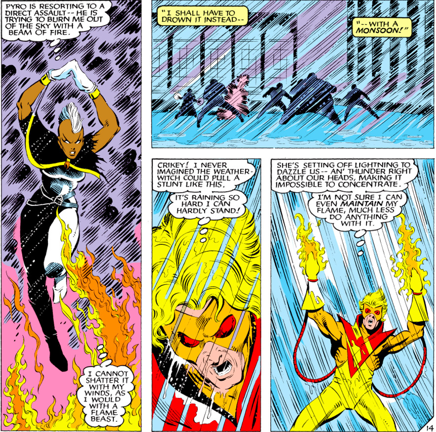 1407-graymalkin-lane:  Storm vs. Pyro Uncanny X-Men #178, February 1984   back when