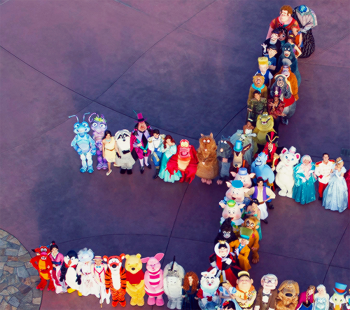 hakuna-tuh-mater:  itswhereimmeanttogo:  mickeyandcompany: Can you name all the characters in this picture? (x)  Can we all take a minute and appreciate Mike Wazowski in this picture?   I DIDN’T NOTICE THAT JESUS 