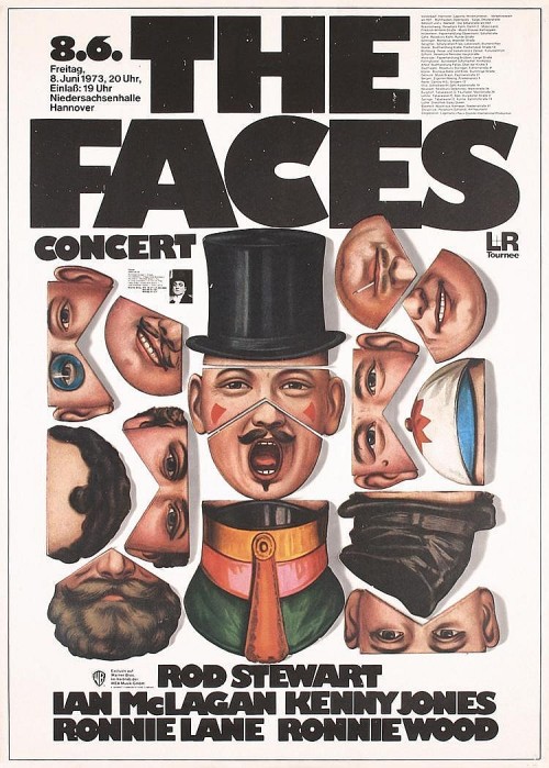 Günther Kieser, concert poster for The Faces, Hannover, Germany, 1973. Lippmann + Rau.