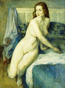 the-paintrist:  Leon Kroll - Nude in a Blue