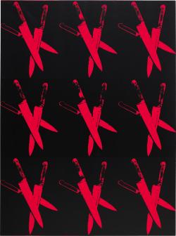 artsyloch: Andy Warhol | Knives executed in 1982silkscreen ink and synthetic polymer on canvas70 7/8 x 52 in. (180 x 132.1 cm)   