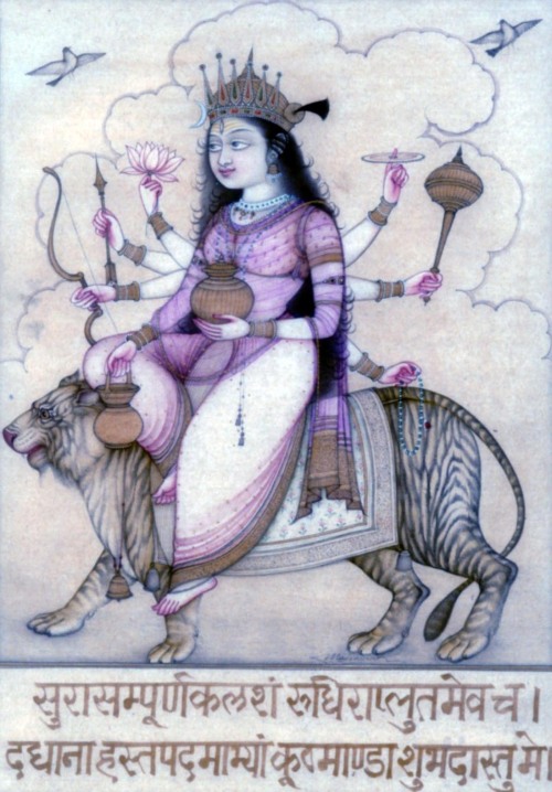 Navadurga 6KushmandaMay Kushmanda Ma Durga who holds two pitchers full of blood in her lotus hands a