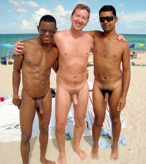 Naked men on beach