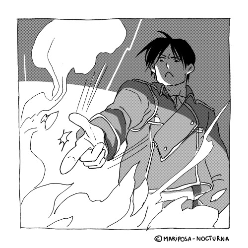 mariposa-nocturna:Another FMA inktober comic strip Roy mustang has very usefull powers