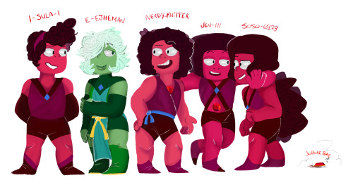 jopokepoke:  I drew @e-jheman‘s rubies and green sapphire squad, u can find more of it at @gsapph-rubysquad 