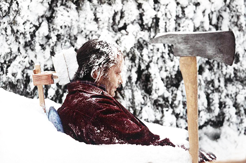  Jack Nicholson on set for his final scene in Stanley Kubrick’s The Shining. 