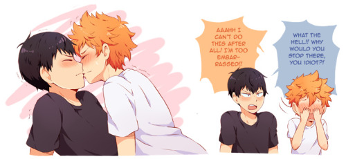 suikkart:  kageyama & hinata’s awkward first attempt at making out is my favourite thing 