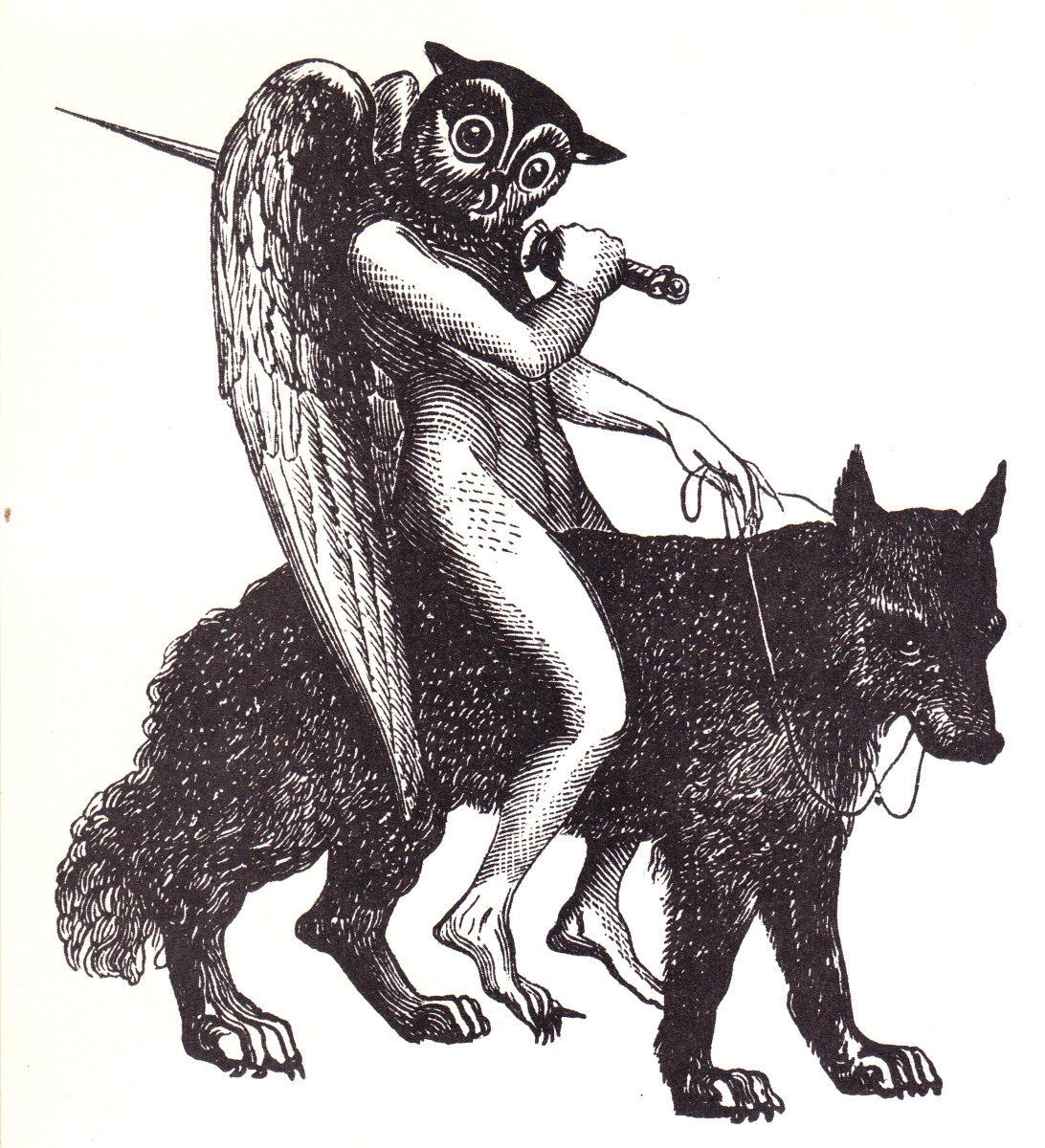 The demon Andras, who stirs up quarrels: from ‘Dictionnaire Infernal’ by Collin