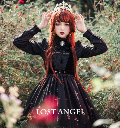 lolita-wardrobe:  【More Outdoor Worn Photos】 of 【The Night Witch Short Version JSK】◆ Short Version JSK Shopping Link >>> https://lolitawardrobe.com/lost-angel-the-night-witch-gothic-lolita-jsk-short-version_p4956.html