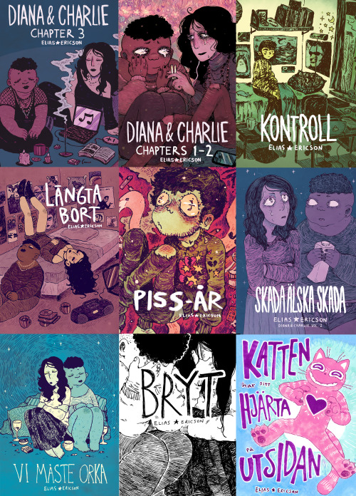 The covers of some of the fanzines available as PDF:s if you support me with 10+ USD on Patreon! Som