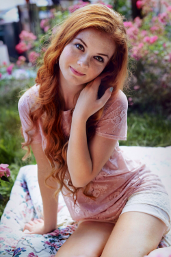 classybrocom:  Redhead in rose garden Via: