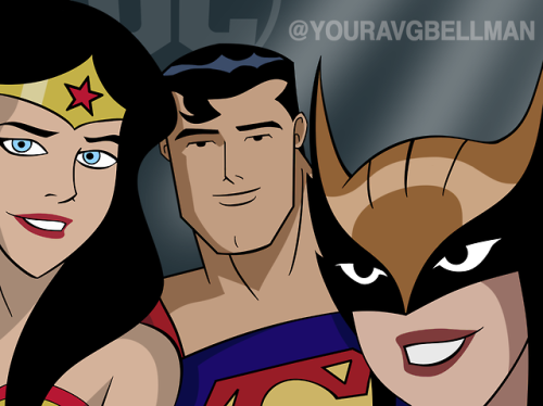 (1/3) A series of selfies of a few of the DCAU voice actors, done in the style of their characters! 