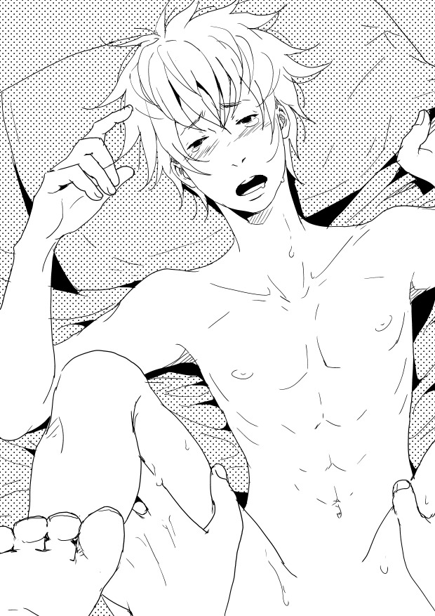 steppingoncellphones:  BL 白黒イラスト by キミドリ イズナPosted with